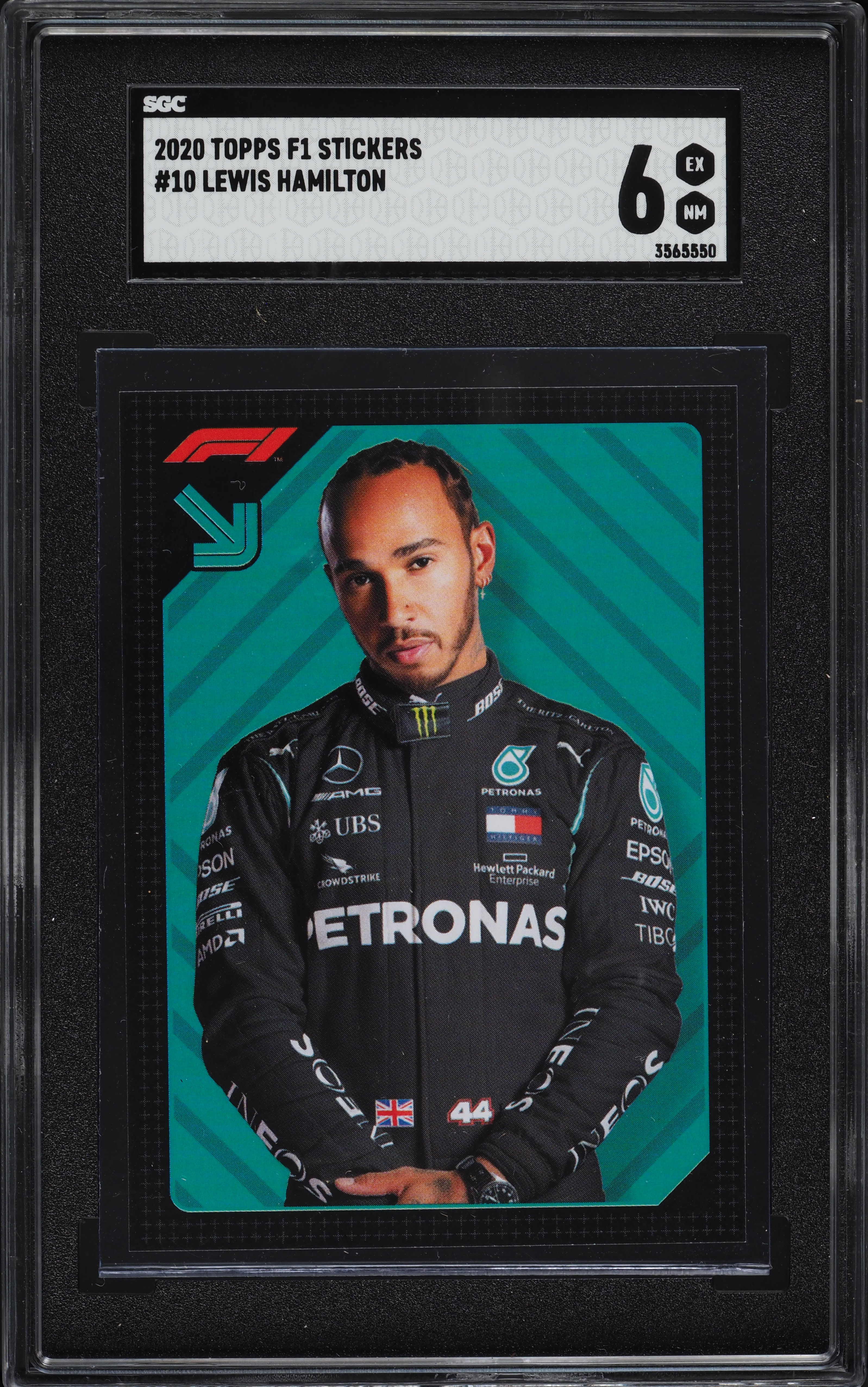 2020 Topps Formula 1 F1 Stickers Lewis Hamilton #10 SGC 6 EXMT on