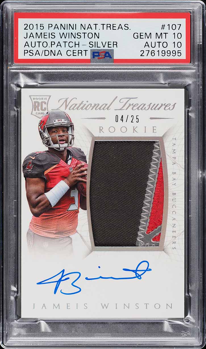 2015 National Treasures Silver Jameis Winston RC PATCH AUTO DNA 10 /25 PSA 10