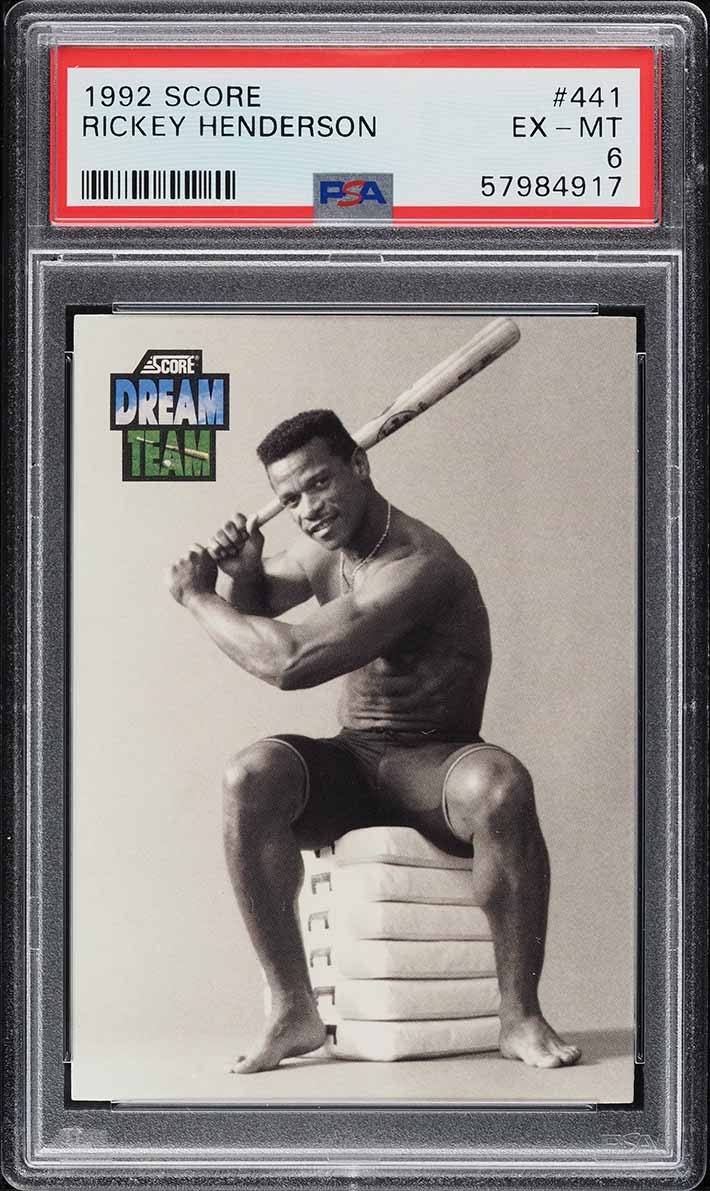1992 Score Rickey Henderson #441 PSA 6 EXMT