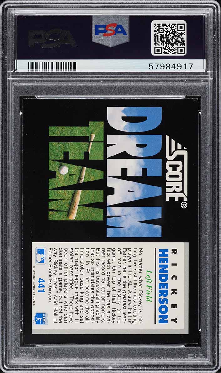 1992 Score Rickey Henderson #441 PSA 6 EXMT