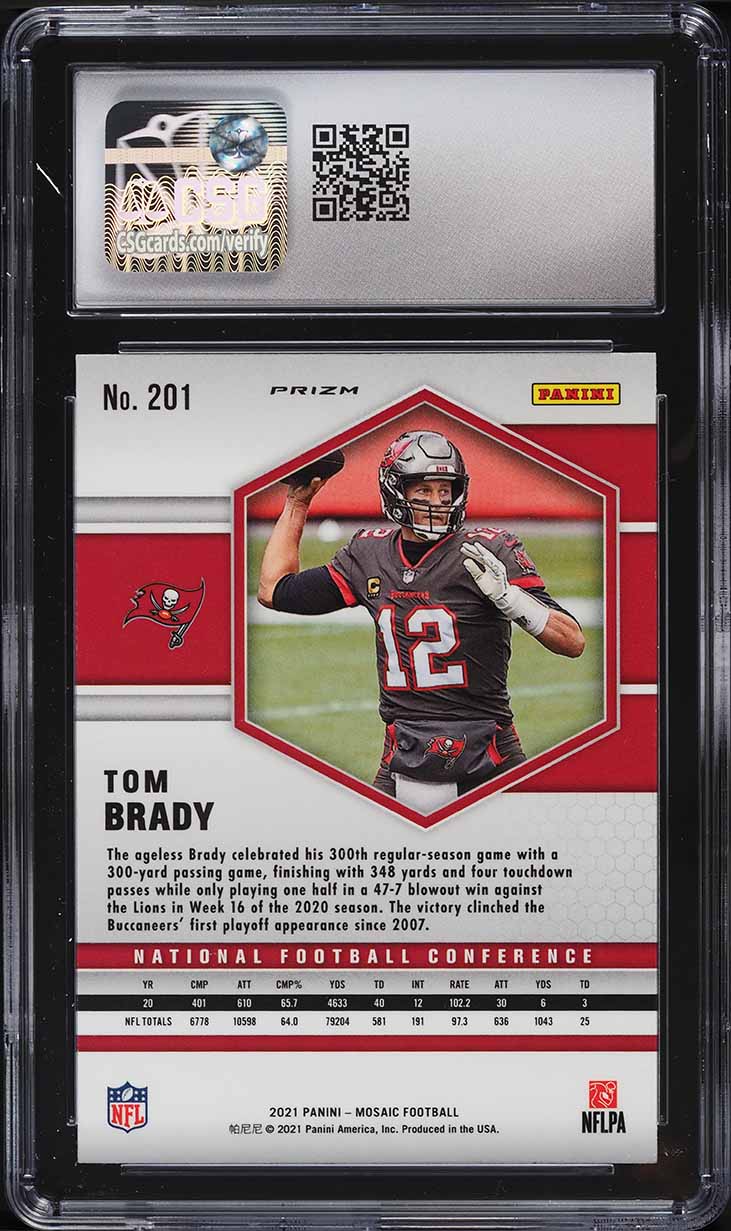 2021 Panini Mosaic Reactive Yellow Tom Brady #201 CSG 9.5 MINT+