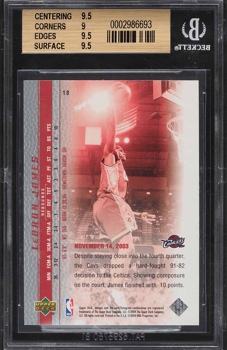 2003 Upper Deck Phenomenal Beginning LeBron James ROOKIE #18 BGS 9.5 GEM MINT