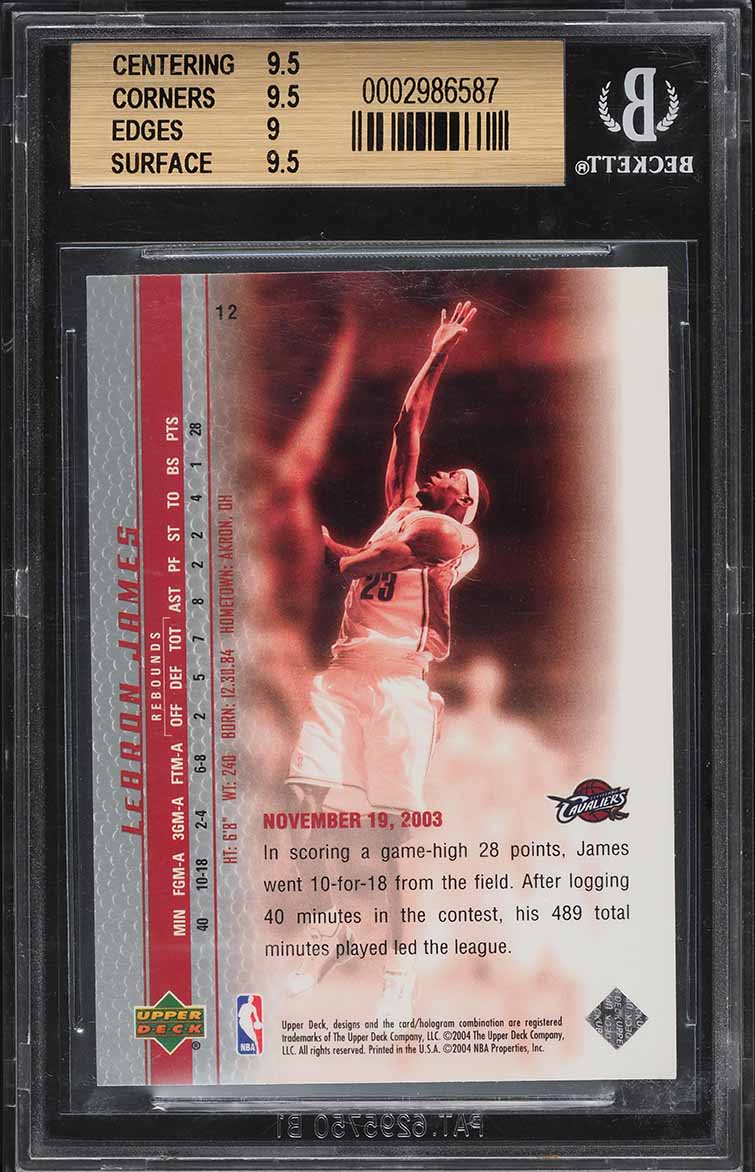 2003 Upper Deck Phenomenal Beginning LeBron James ROOKIE #12 BGS 9.5 GEM MINT