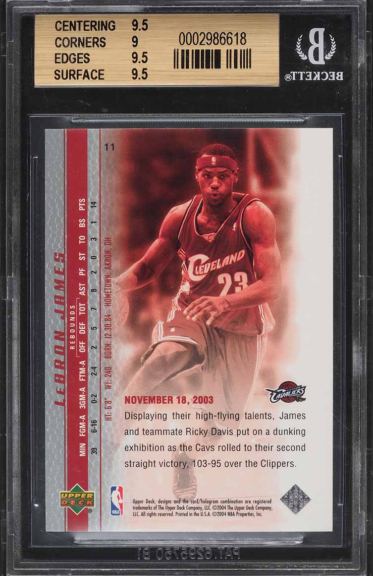 2003 Upper Deck Phenomenal Beginning LeBron James ROOKIE #11 BGS 9.5 GEM MINT