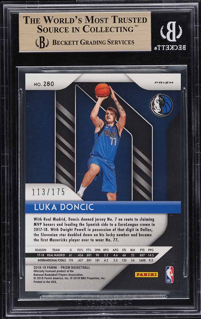 2018 Panini Prizm Fast Break Blue Luka Doncic ROOKIE /175 #280 BGS 9.5 GEM MINT