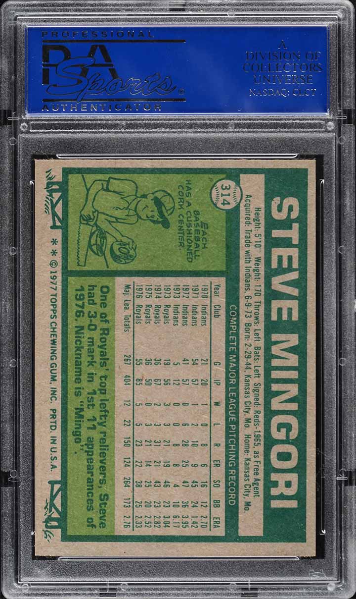 1977 Topps Steve Mingori #314 PSA 10 GEM MINT