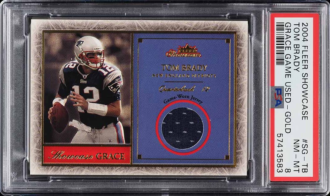 2004 Fleer Showcase Grace Game Used Gold Tom Brady PATCH 71/71 PSA