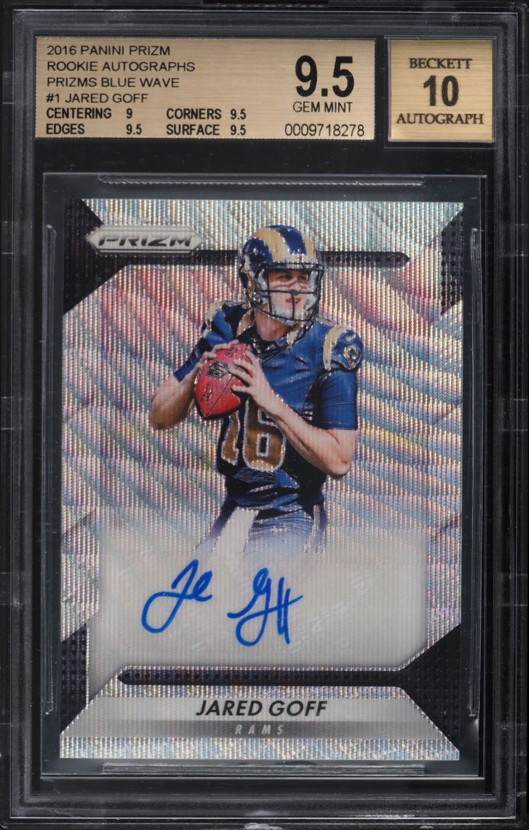 2016 Panini Prizm Blue Wave Jared Goff ROOKIE AUTO /149 #RA-JGF BGS 9.5 GEM MINT