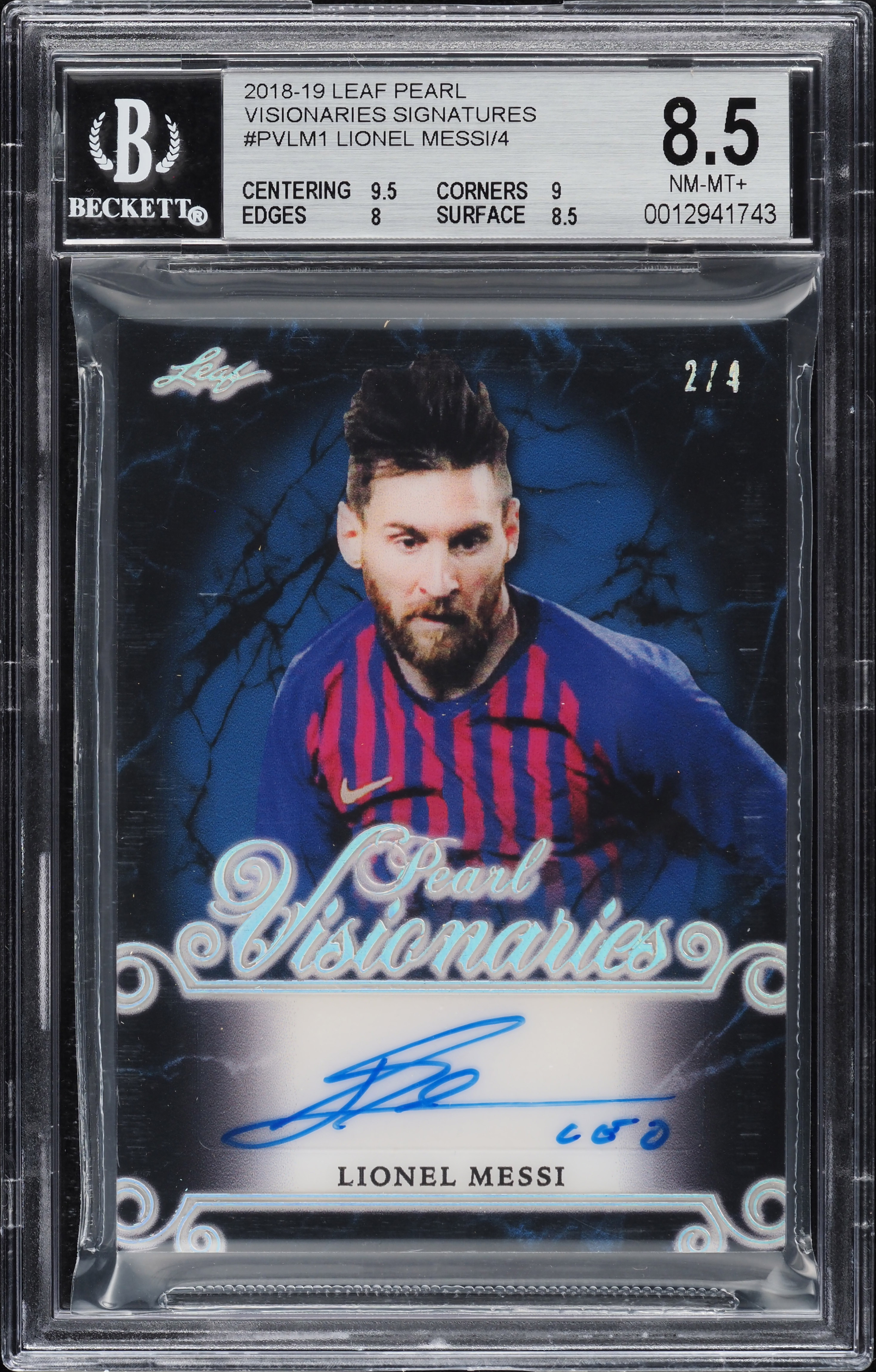 2018 Leaf Pearl Visionaries Signatures Lionel Messi AUTO /4 BGS 