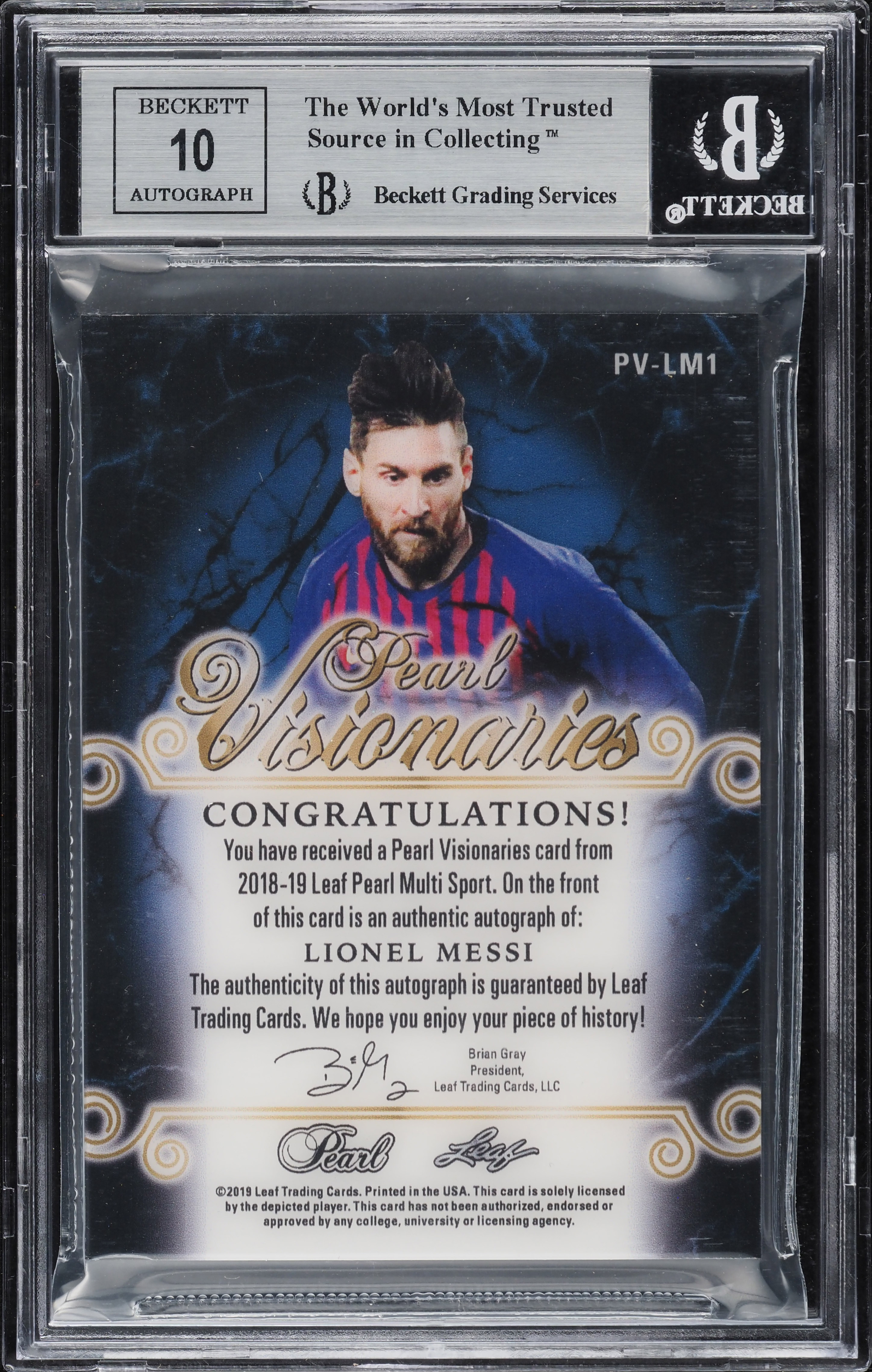 2018 Leaf Pearl Visionaries Signatures Lionel Messi AUTO /4 BGS