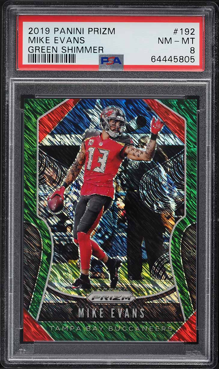 2019 Panini Prizm Green Shimmer Mike Evans 1/2 #192 PSA 8 NM-MT