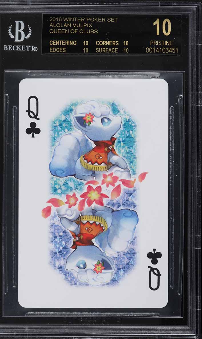 2016 Pokemon Winter Poker Set Alolan Vulpix Queen Of Clubs BGS 10 PRISTINE on Fanatics Collect 2016 Pokemon Winter Poker Set Alolan Vulpix Queen Of Clubs BGS 10 PRISTINE on Fanatics Collect