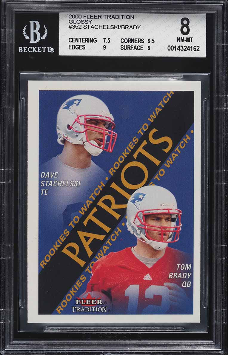 2000 Fleer Tradition Glossy Dave Stachelski & Tom Brady ROOKIE #352 BGS 8 NM-MT
