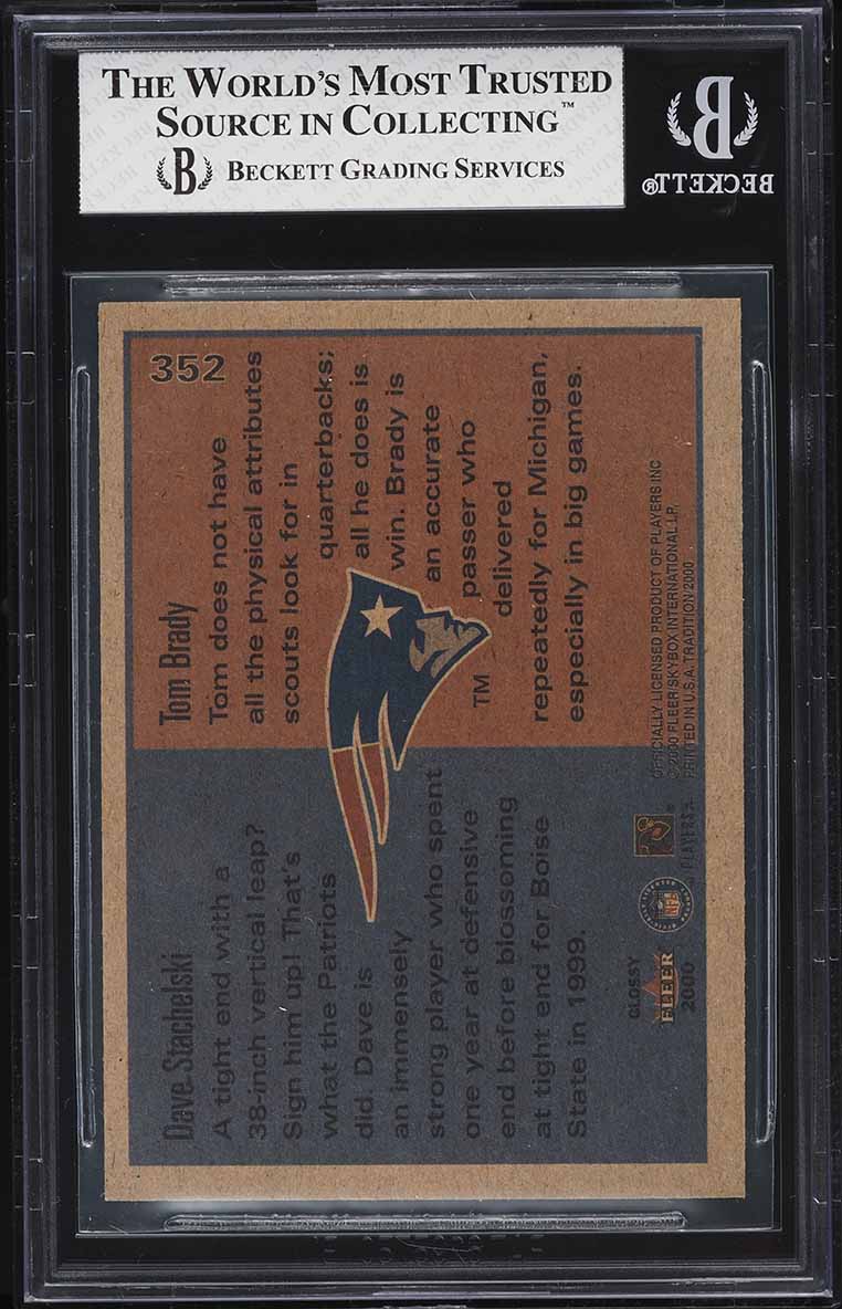 2000 Fleer Tradition Glossy Dave Stachelski & Tom Brady ROOKIE #352 BGS 8 NM-MT
