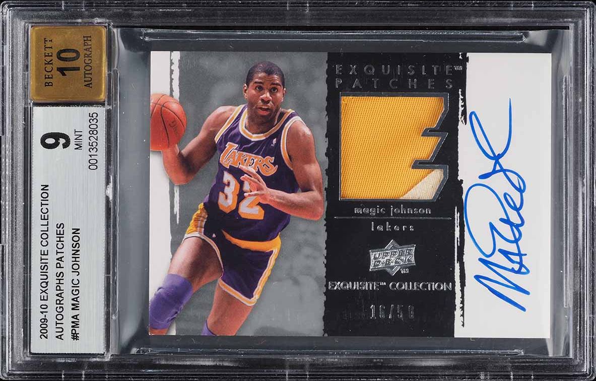 2009 Exquisite Collection Magic Johnson PATCH AUTO /50 #P-MA BGS 9 MINT