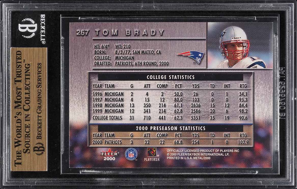 2000 Metal Football Tom Brady ROOKIE #267 BGS 9.5 GEM MINT