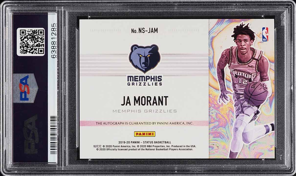 2019 Panini Status Newbie Green Ja Morant ROOKIE AUTO /15 #NSJAM PSA 10 GEM MINT