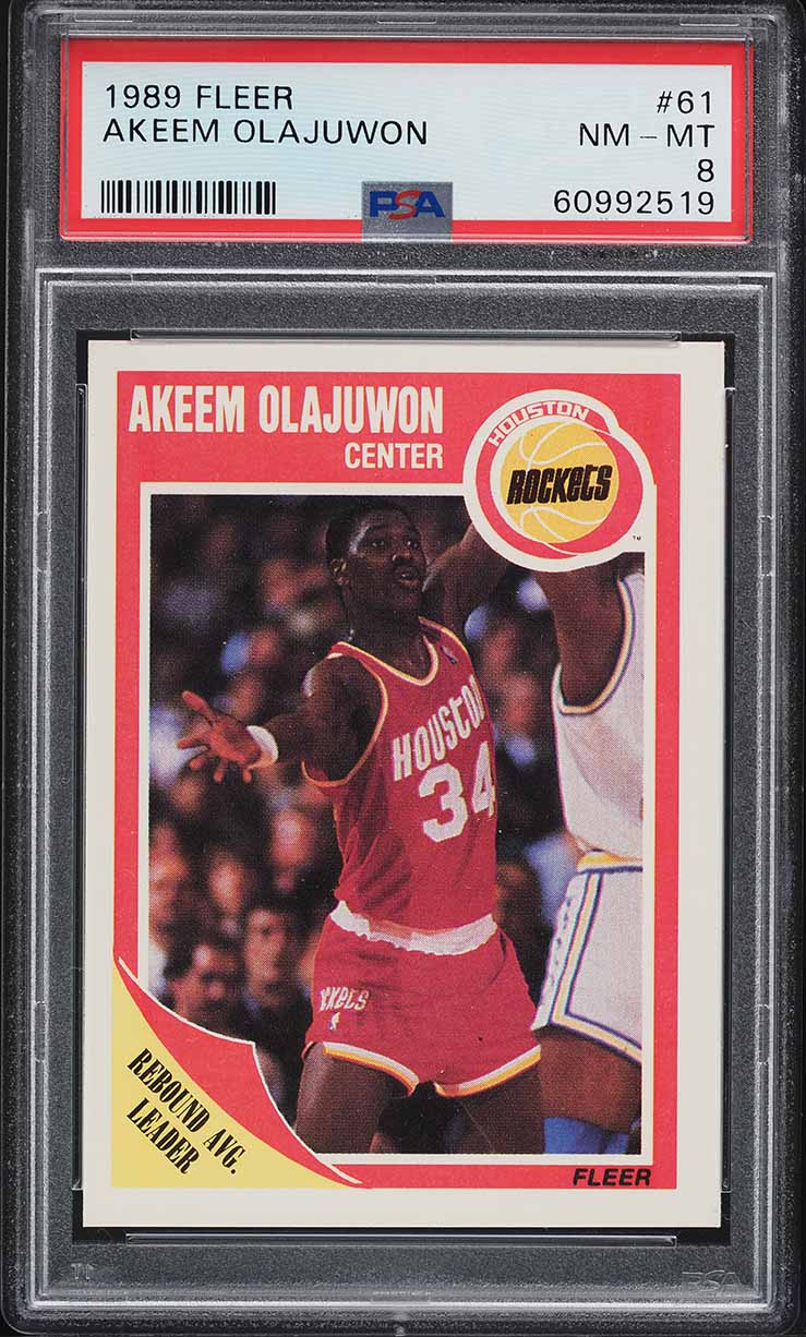 1989 Fleer Basketball Hakeem Olajuwon #61 PSA 8 NM-MT