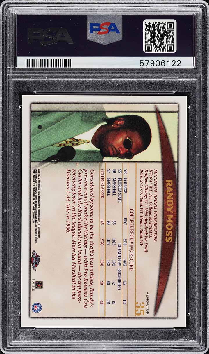 1998 Topps Chrome Refractor Randy Moss ROOKIE #35 PSA 10 GEM MINT