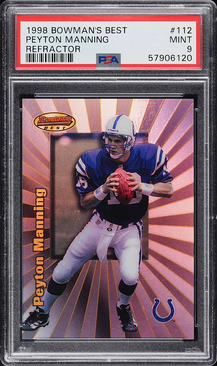 1998 Bowman's Best Refractor Peyton Manning ROOKIE /400 #112 PSA 9 MINT