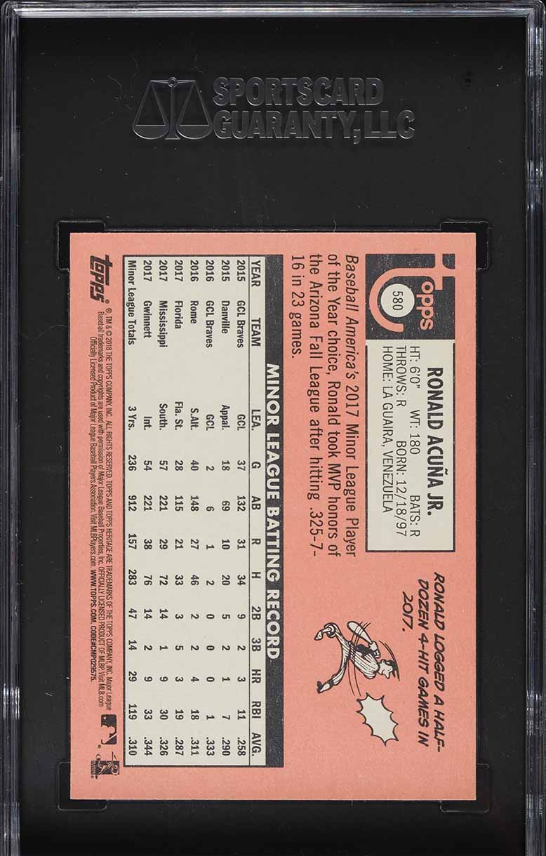 2018 Topps Heritage Ronald Acuna Jr. ROOKIE #580 SGC 10 GEM MINT