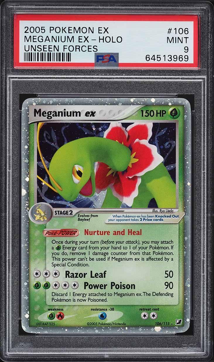2005 Pokemon EX Unseen Forces Holo Meganium ex #106 PSA 9 MINT