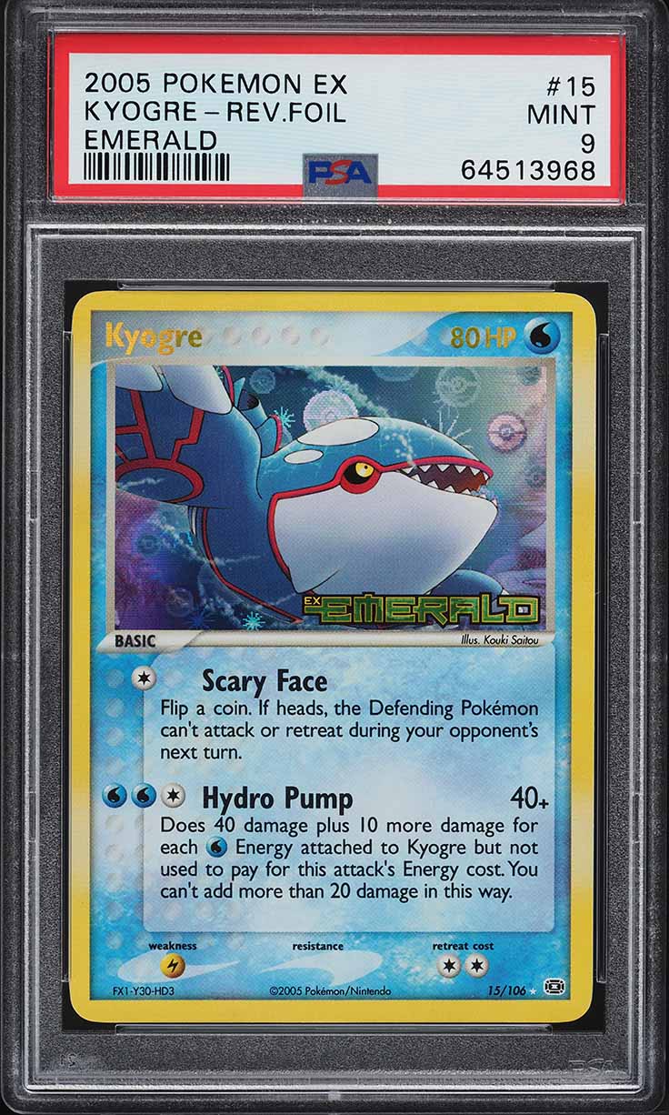 2005 Pokemon EX Emerald Reverse Holo Kyogre #15 PSA 9 MINT