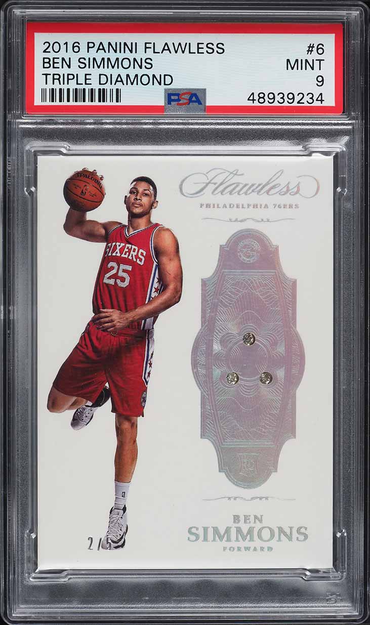2016 Panini Flawless Triple Diamond Ben Simmons ROOKIE /5 #6 PSA 9