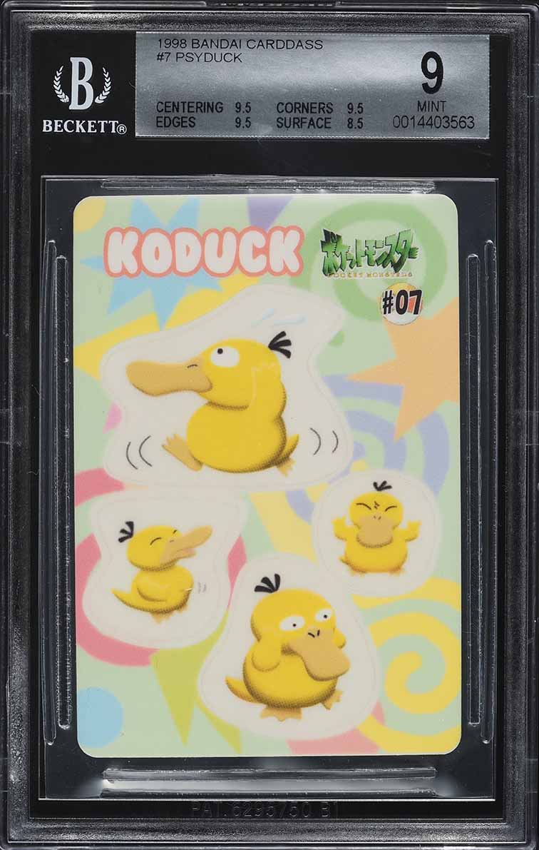 1998 Pokemon Japanese Bandai Carddass Psyduck #7 BGS 9 MINT on