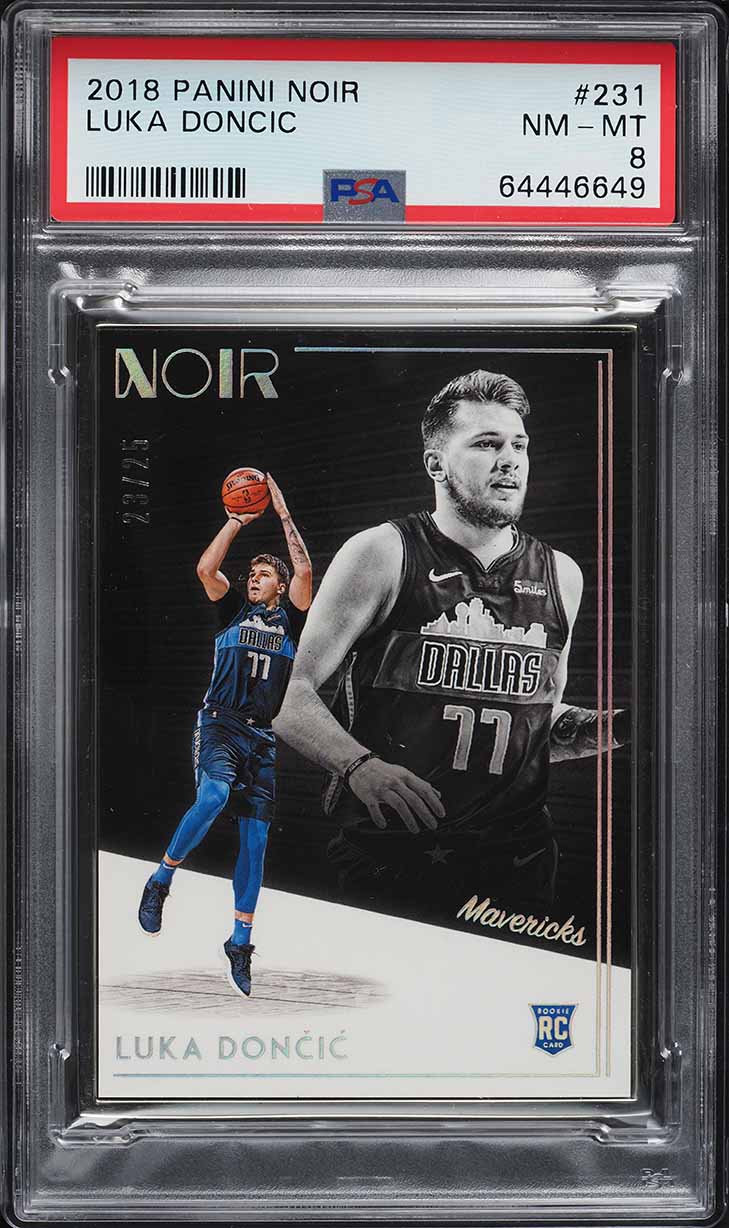 2018 Panini Noir Luka Doncic ROOKIE /25 #231 PSA 8 NM-MT on