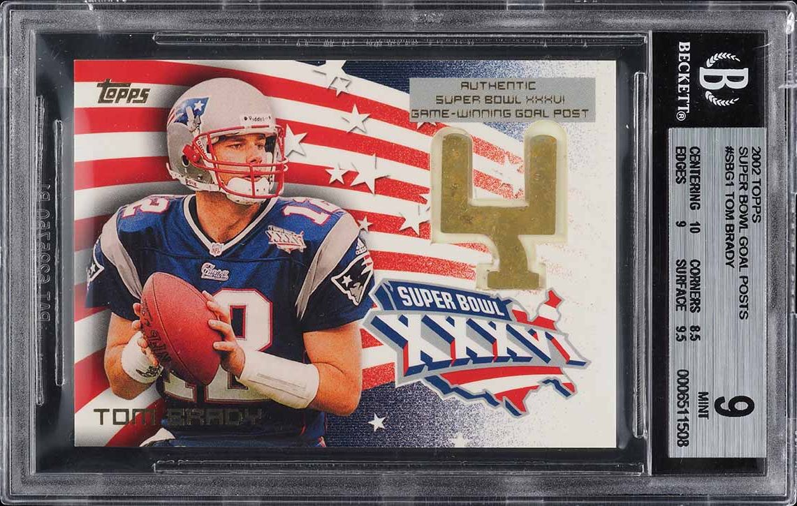 2002 Topps Super Bowl Goalposts Tom Brady PATCH #SBG1 BGS 9 MINT