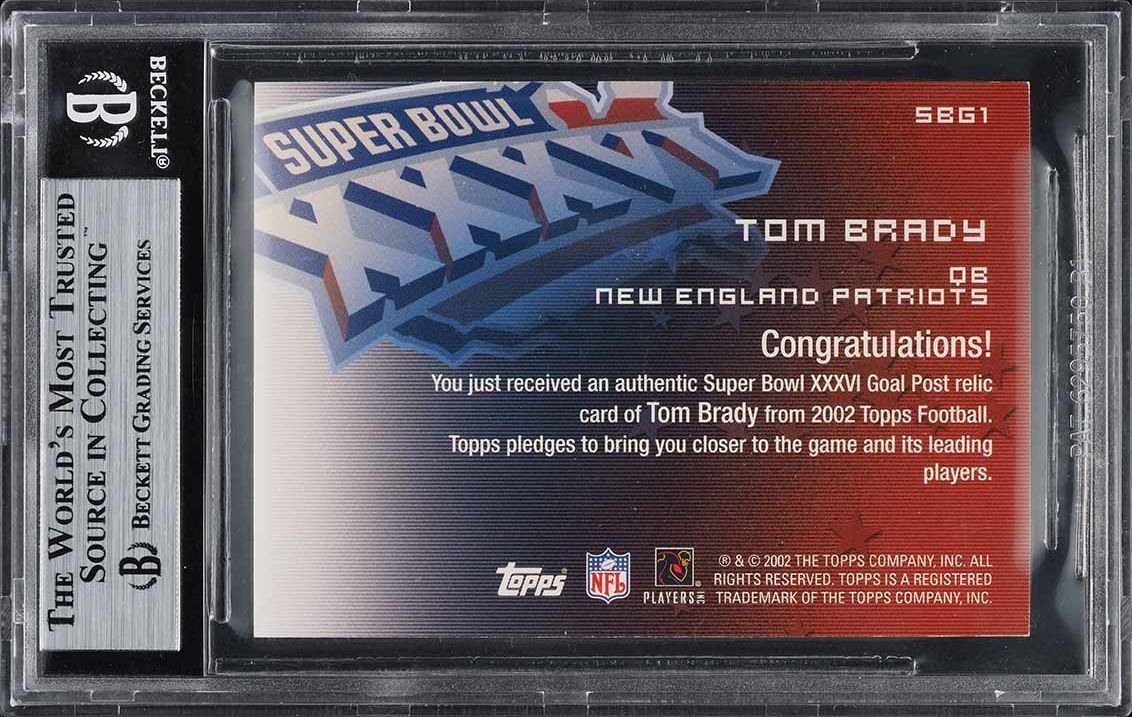 2002 Topps Super Bowl Goalposts Tom Brady PATCH #SBG1 BGS 9 MINT