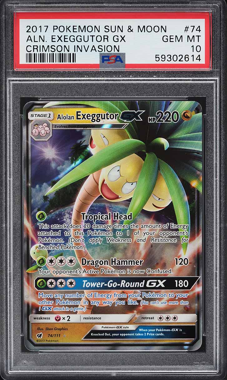 2017 Pokemon Sun & Moon Crimson Invasion Alolan Exeggutor GX #74