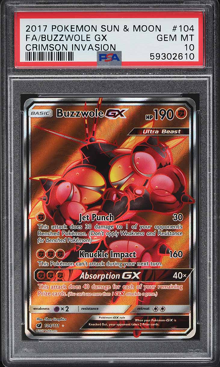 2017 Pokemon Sun & Moon Crimson Invasion Buzzwole GX #104 PSA 10 GEM MINT  on Fanatics Collect