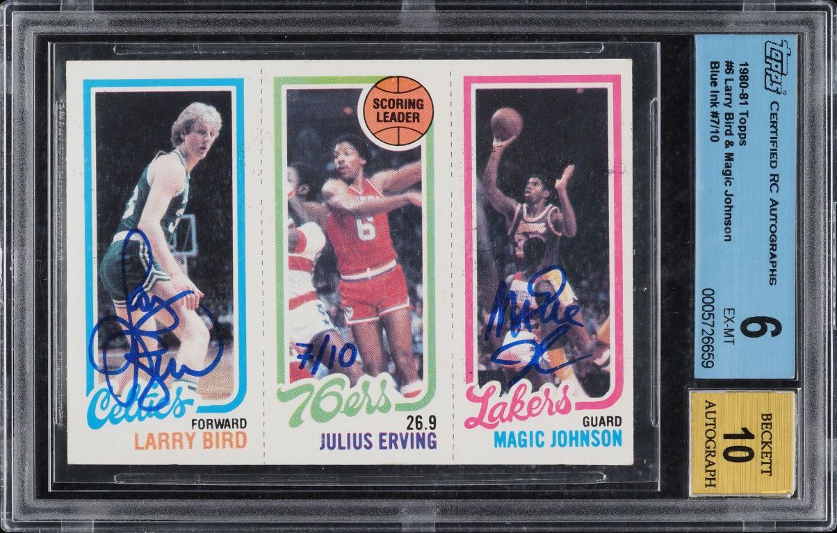 1996 Finest Reprint w/ Coating Larry Bird Julius Erving Magic
