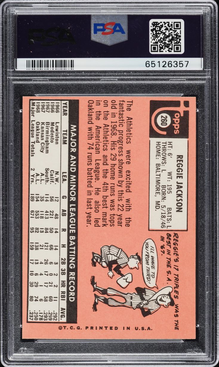 1969 Topps Reggie Jackson ROOKIE #260 PSA 5 EX