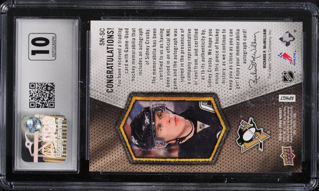 2010 SP Game Used Significant Numbers Sidney Crosby PATCH AUTO /87 CSG 10 GEM