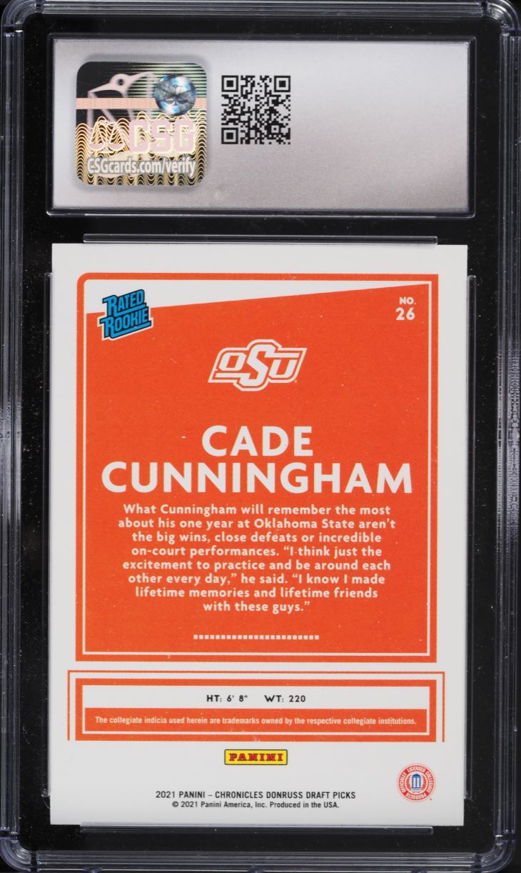 2021 Panini Chronicles Draft Picks Donruss Cade Cunningham ROOKIE #26 CSG 9.5