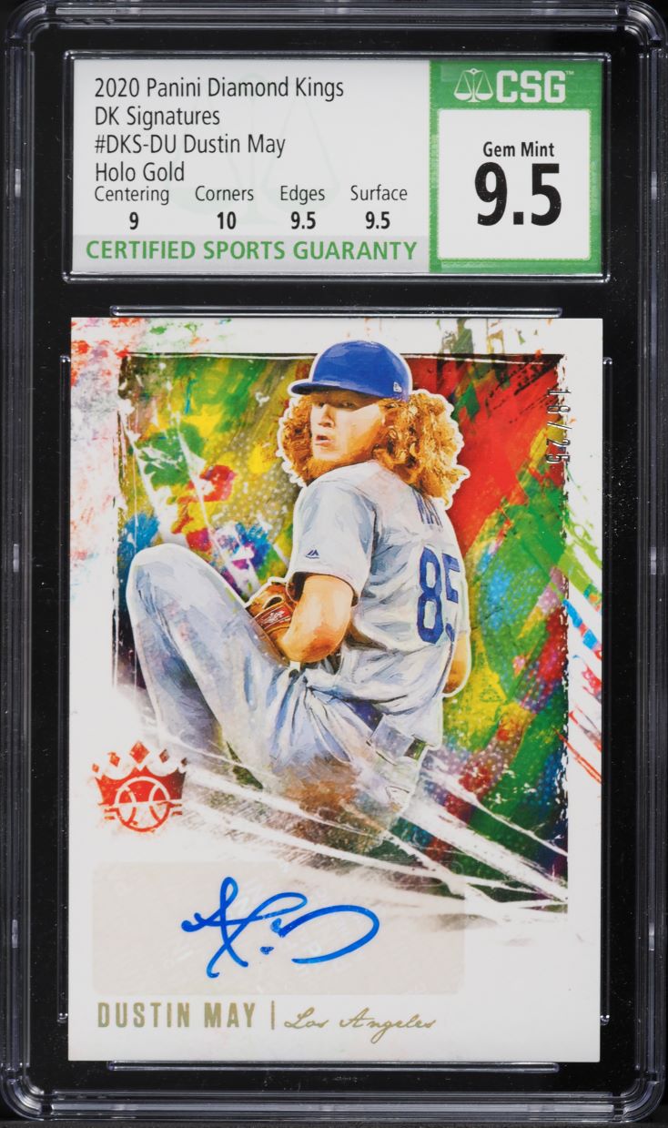 2020 Panini Diamond Kings Holo Gold Dustin May ROOKIE AUTO /25 #DKS-DU CSG 9.5