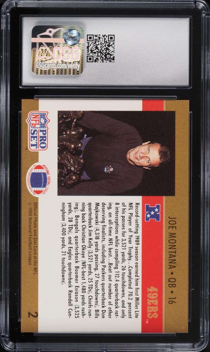 1990 Pro Set Football Joe Montana #2 CSG 8 NM-MT