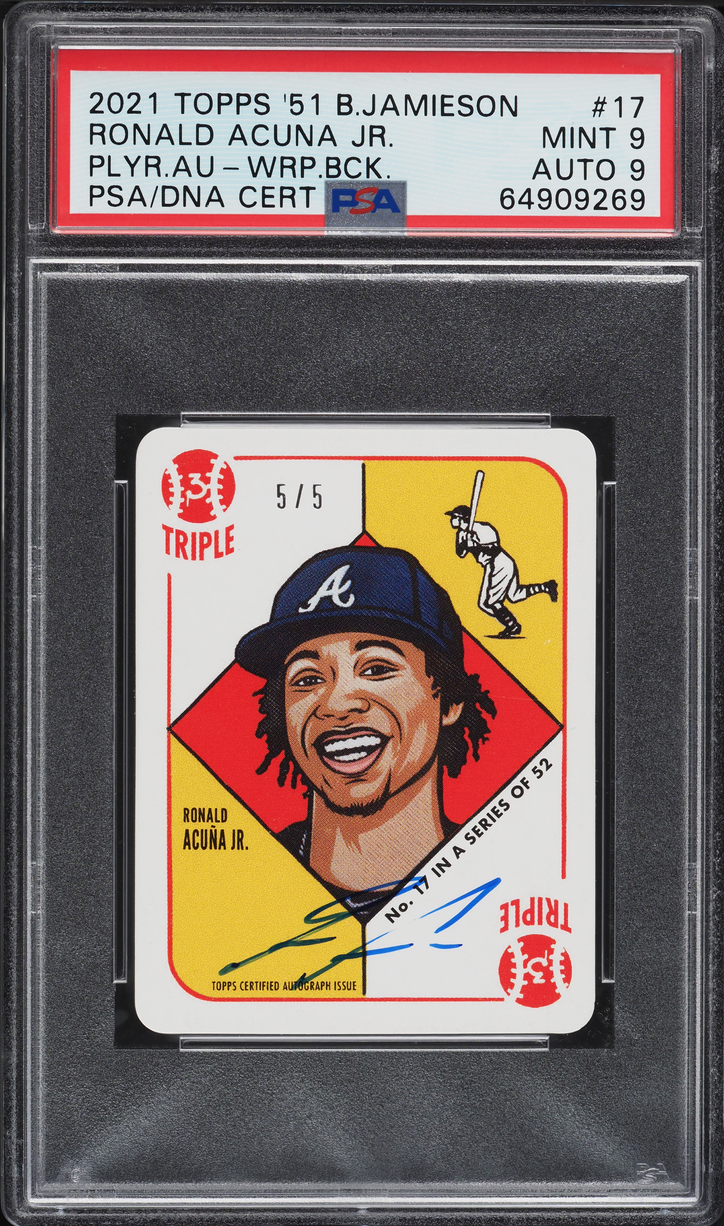 2021 Topps 1951 Blake Jamieson Wrapper Back Ronald Acuna Jr AUTO