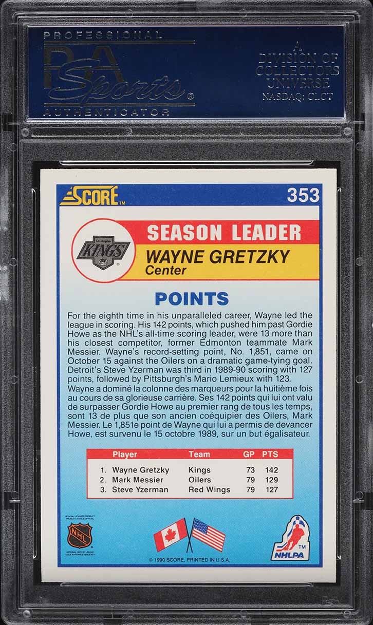 1990 Score Canadian Wayne Gretzky #353 PSA 10 GEM MINT