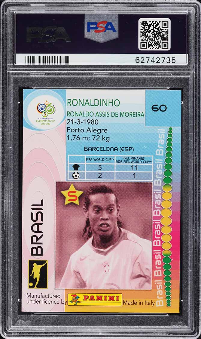 2006 Panini World Cup Germany Ronaldinho #60 PSA 10 GEM MINT on