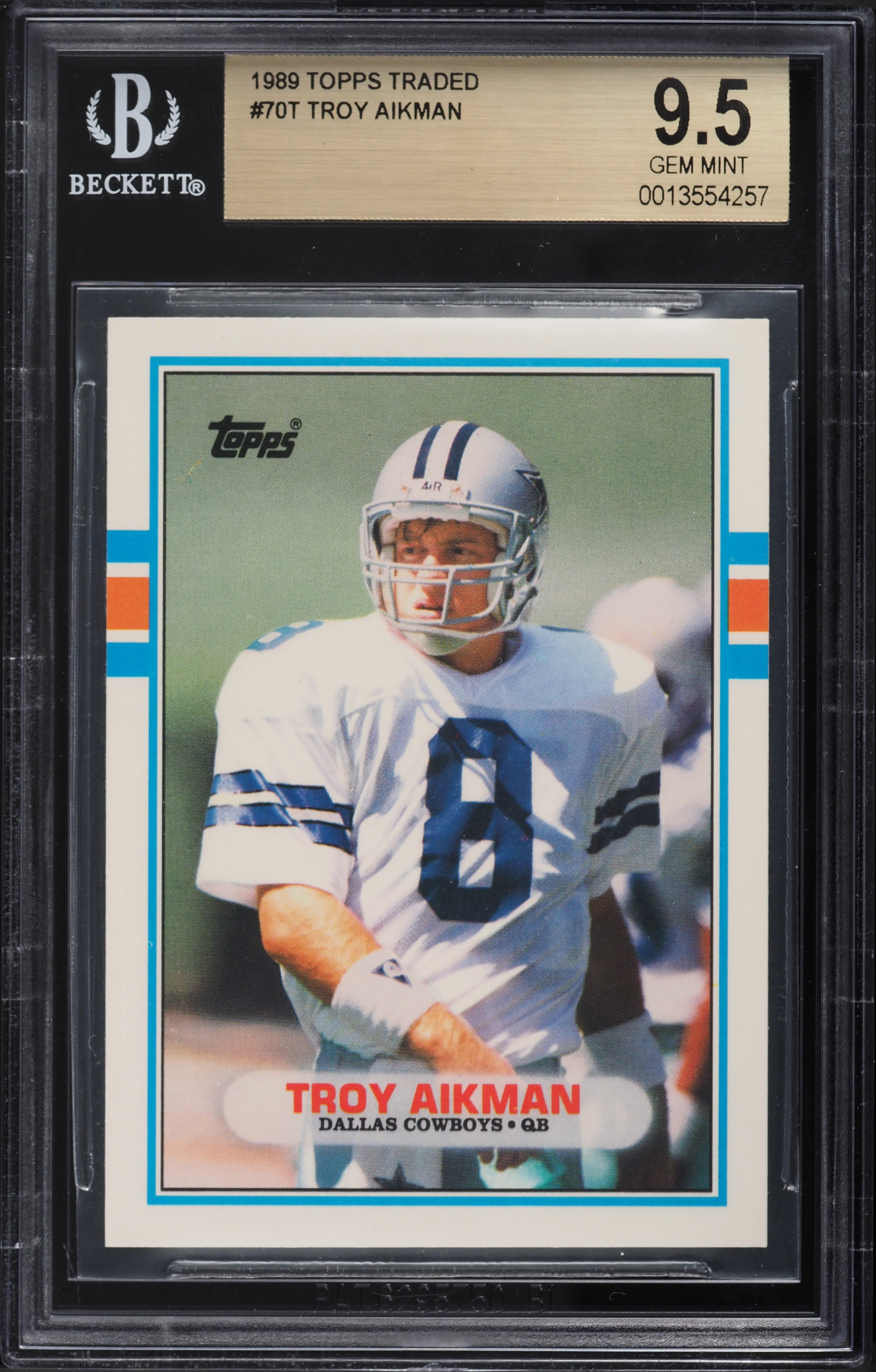 1989 Topps Traded Troy Aikman ROOKIE #70T BGS 9.5 GEM MINT on