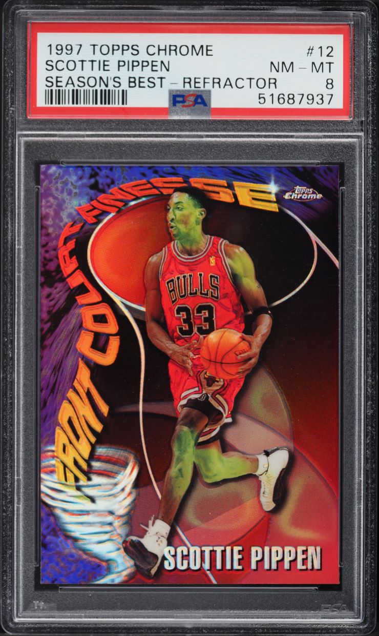 1997 Topps Chrome Season's Best Refractor Scottie Pippen #12 PSA 8 NM-MT