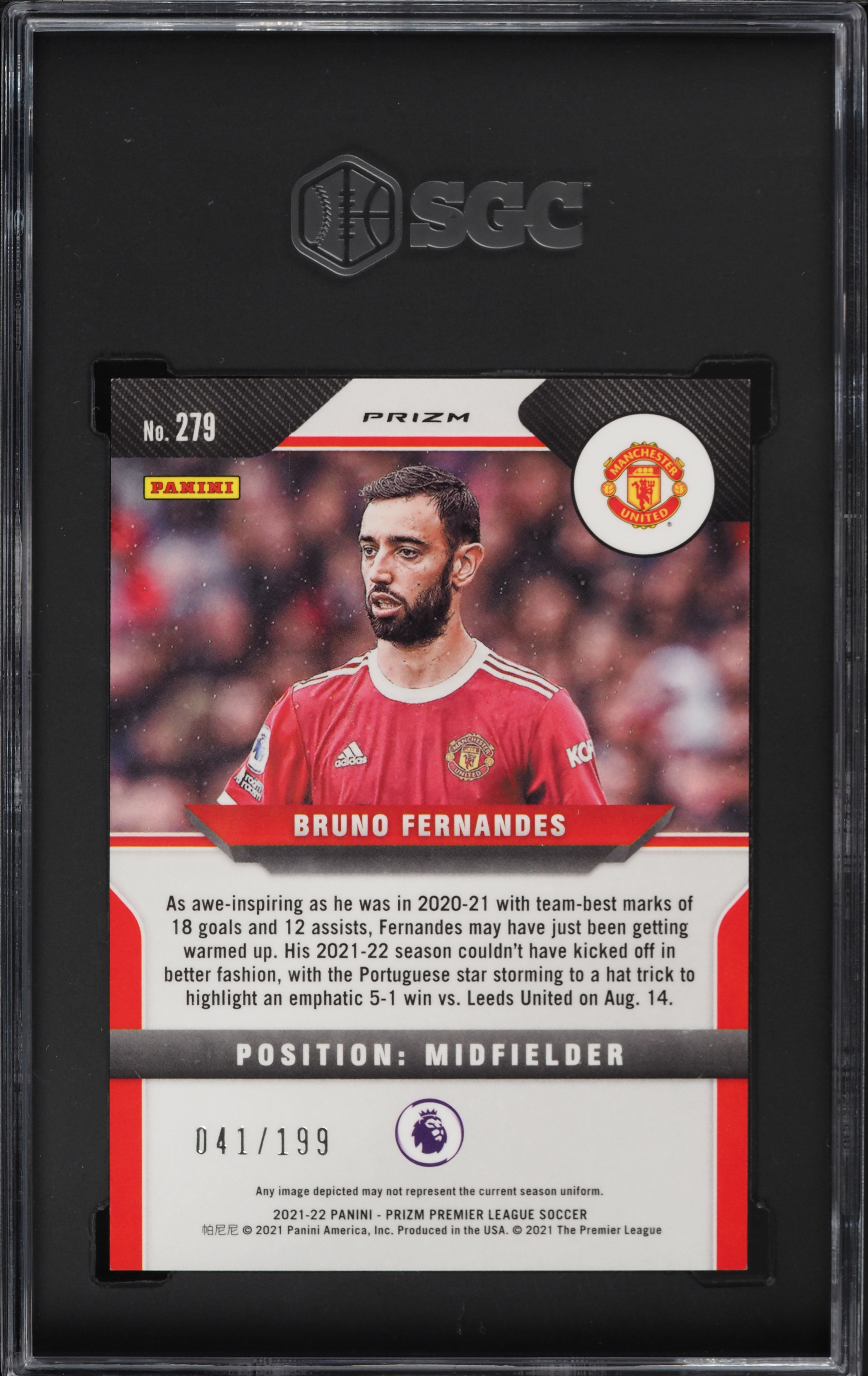 2021 Panini Prizm Premier League Red Prizms Bruno Fernandes /199