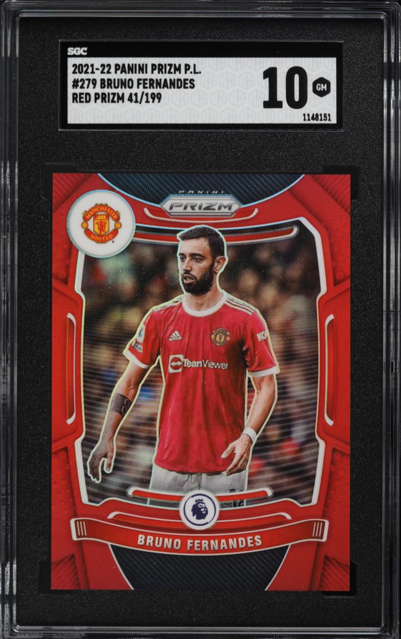 2021 Panini Prizm Premier League Red Prizms Bruno Fernandes /199 #279 SGC 10 GEM