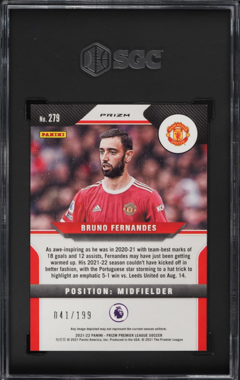 2021 Panini Prizm Premier League Red Prizms Bruno Fernandes /199 #279 SGC 10 GEM
