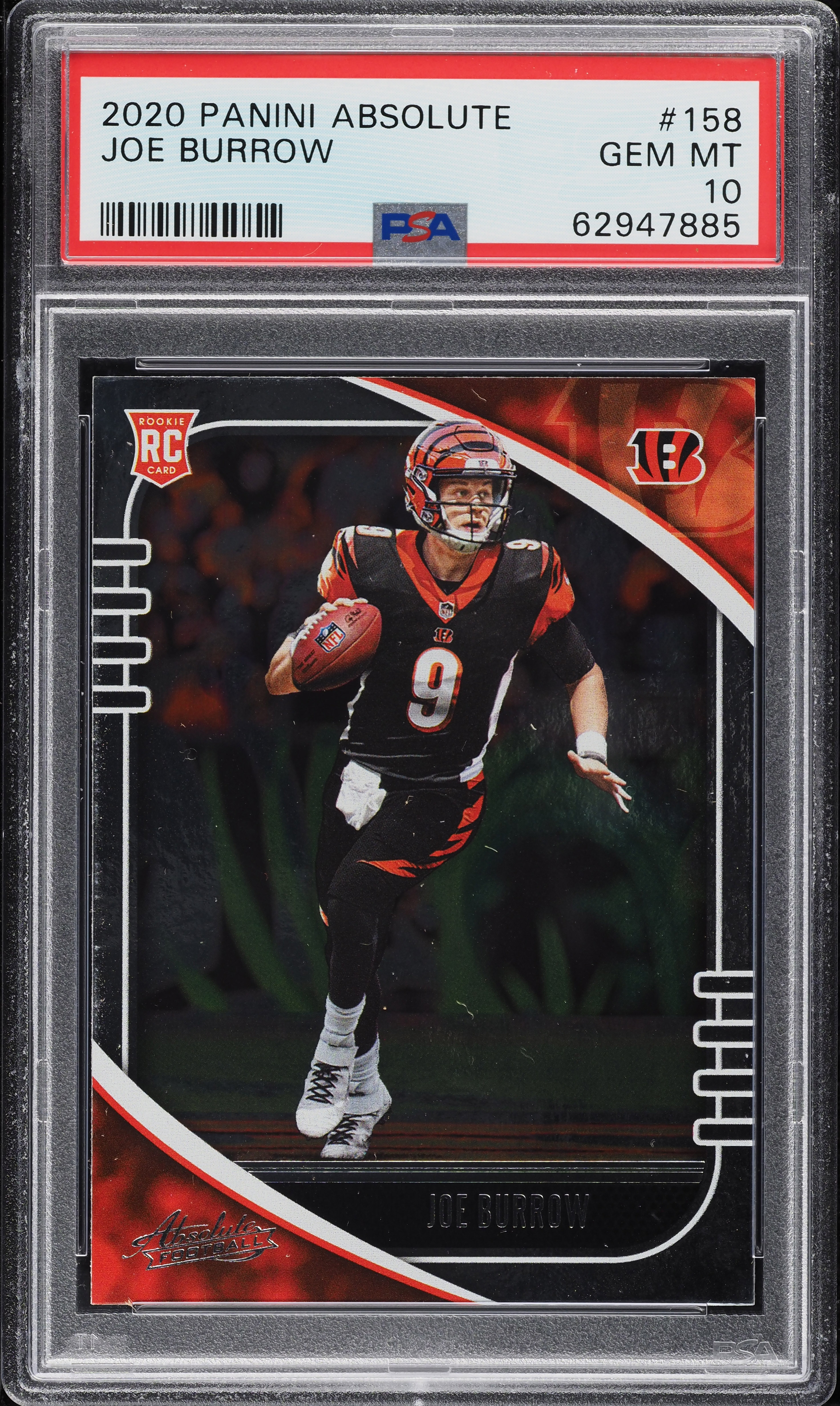 2020 Panini Absolute Joe Burrow ROOKIE #158 PSA 10 GEM MINT on