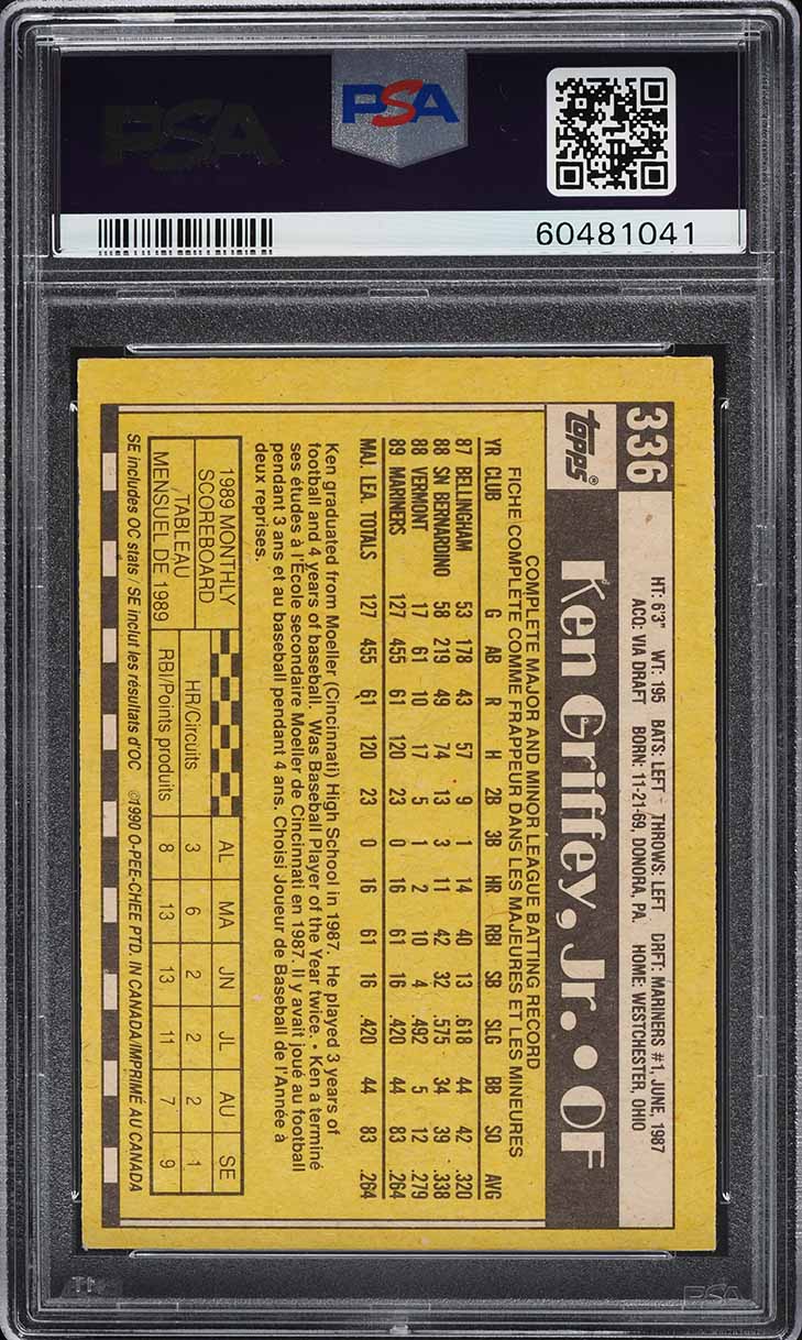 1990 O-Pee-Chee Ken Griffey Jr. #336 PSA 5 EX
